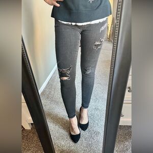 Express Distressed Gray Skinny Jeans